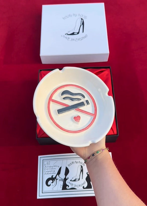 The No Smoking Ashtray, White Black Red Original Ceramic Collectible