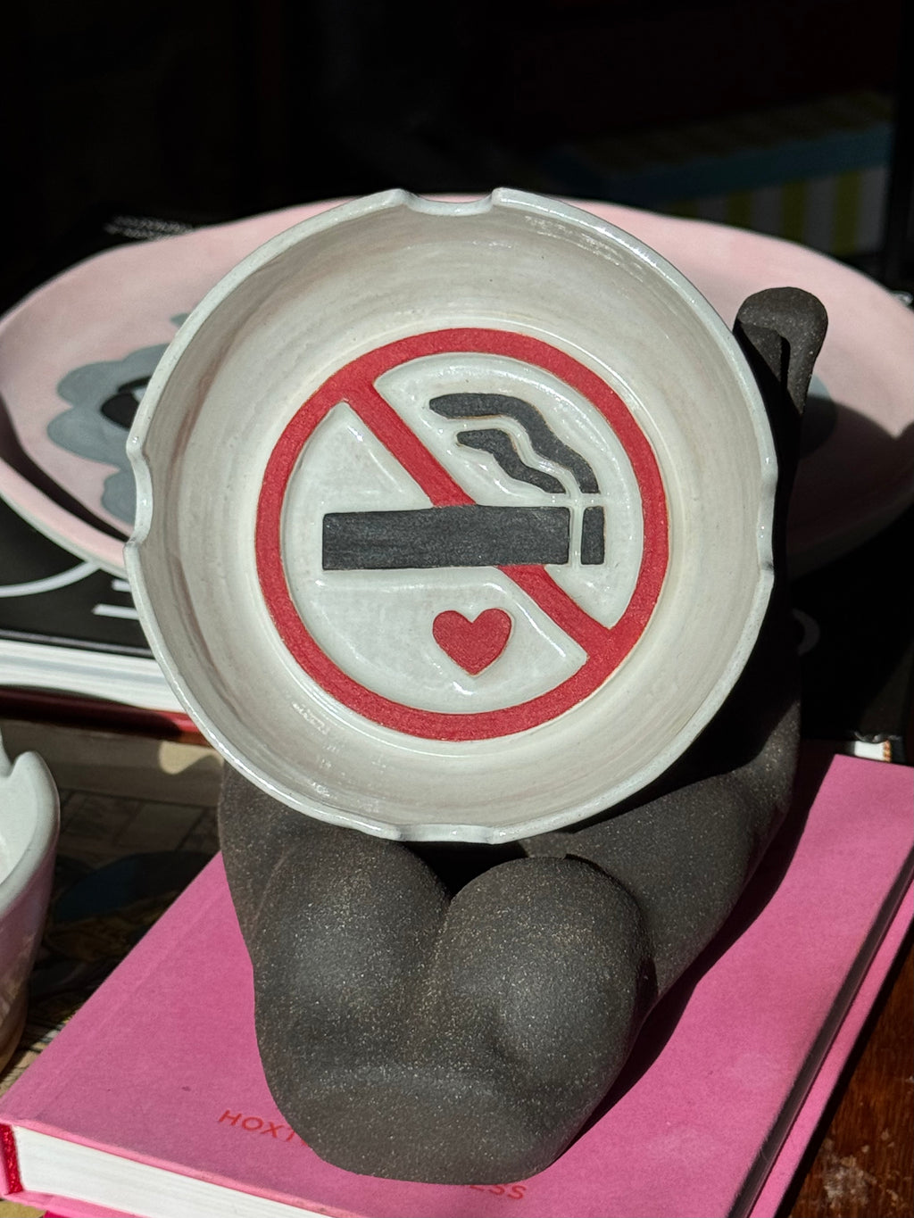 The No Smoking Ashtray, Hand Carved Ceramic Ashtray